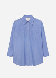 Tunic Button Down Shirt in Cotton - Blue Multi - CO Collections